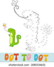 Dot to dot puzzle für Kinder. Verbinden Sie das Punktspiel. Iguana-Vektorgrafik