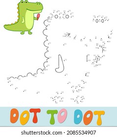 Dot to dot puzzle for children. Connect dots game. Alligator vector illustration