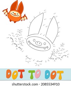 Rompecabezas punto a punto para los niños. Conectar puntos de juego. Ilustración vectorial Bat