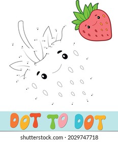 Dot to dot puzzle. Connect dots game. Strawberry vector illustration