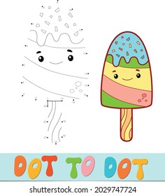 Dot to dot puzzle. Verbinden Sie das Punktspiel. Eis-Vektorgrafik