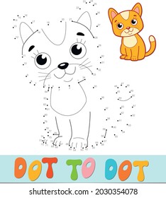 Dot to dot puzzle. Connect dots game. Cat vector illustration