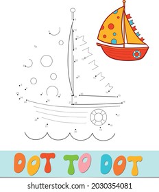 Dot to dot puzzle. Connect dots game. boat vector illustration