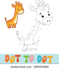 Dot to dot puzzle. Connect dots game. giraffe vector illustration