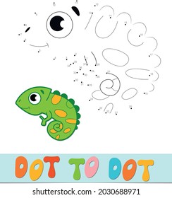 Dot to dot puzzle. Connect dots game. iguana vector illustration