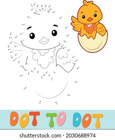 Dot to dot puzzle. Connect dots game. chick vector illustration