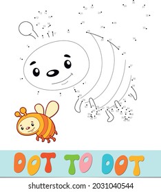 Dot to dot puzzle. Connect dots game. bee vector illustration