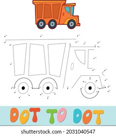 Dot to dot puzzle. Connect dots game. truck vector illustration