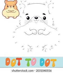 Rompecabezas punto a punto. Conectar puntos de juego. ilustración vectorial de hámster