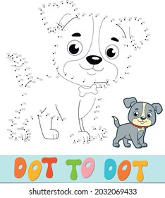 Rompecabezas punto a punto. Conectar puntos de juego. ilustración de vector de perro