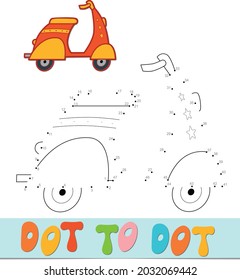 Dot to dot puzzle. Connect dots game. motorbike vector illustration
