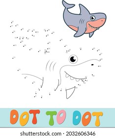 Dot to dot puzzle. Connect dots game. shark vector illustration