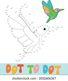 Rompecabezas punto a punto. Conectar puntos de juego. ilustración de vector de pájaro
