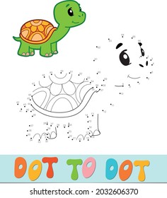 Dot to dot puzzle. Connect dots game. turtle vector illustration