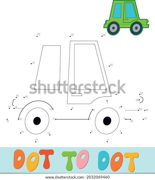 Dot to dot puzzle. Connect dots game. car\
vector illustration
