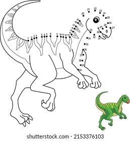 Dot to Dot Qantassaurus Dinosaur Coloring Isolated