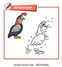 dot to dot quail educational game. Vector illustration educational game of dot to dot puzzle with happy cartoon quail for children