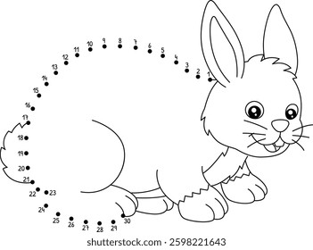 Dot to Dot Rabbit Farm Animal Isolated Coloring 