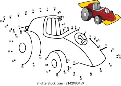 Dot to Dot Race Car Isolated Coloring Page