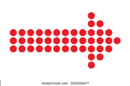 dot red arrow on white background. red arrow sign. flat style. modern arrow symbol. 
