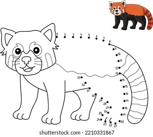 Dot To Dot Red Panda Isolated Coloring Page 