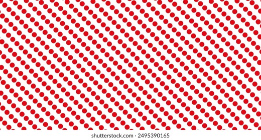 Dot red stripes on white background. Striped diagonal pattern Vector illustration of Seamless background Christmas or winter theme Background with slanted dot lines