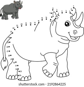 Dot to Dot Rhinoceros Coloring Page for Kids