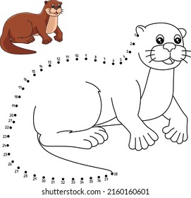 Dot to Dot River Otter Coloring Page for Kids