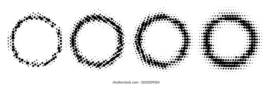 Dot round background. Halftone texture? rings, circle gradient dots pattern, half tone wallpaper with copyspace, spot fade vector illustration