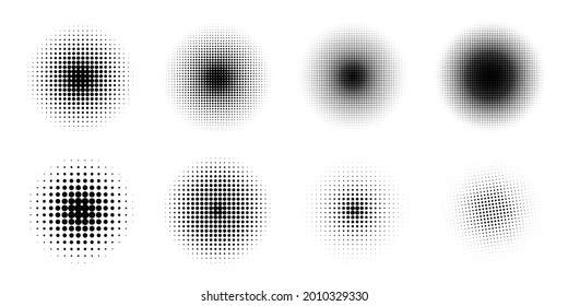 Dot round background. Halftone texture, circle gradient dots pattern, half tone wallpaper with copyspace, spot fade vector illustration