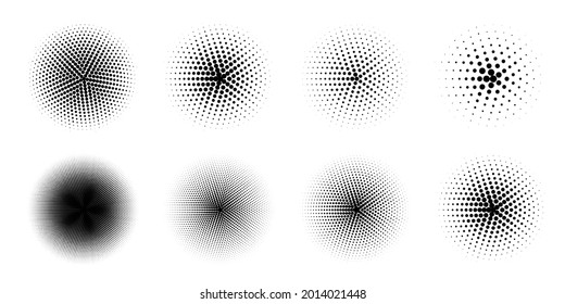 Dot round background. Halftone texture, circle gradient dots pattern, half tone wallpaper with copyspace, spot fade vector illustration