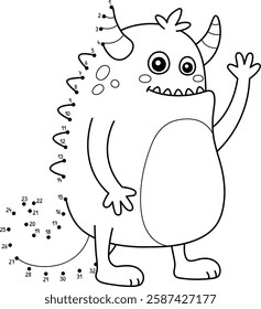 Dot to Dot Scary Monster Isolated Coloring Page