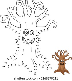 Colores aislados de dot to Dot Scary Tree Halloween 