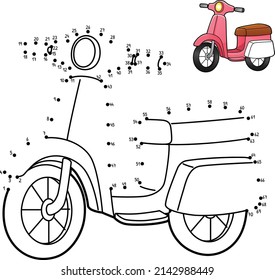 Dot to Dot Scooter Isolated Coloring Page for Kids