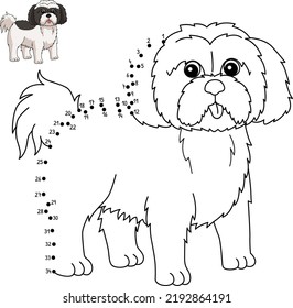 Dot to Dot Shih Tzu Coloring Page for Kids