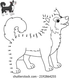 Dot to Dot Siberian Husky Coloring Page for Kids