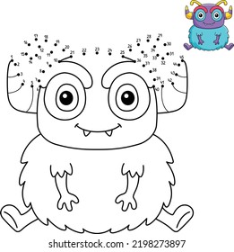 Dot to Dot Sitting Monster Isolated Coloring Page