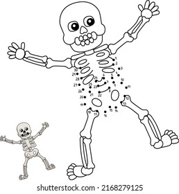 Dot to Dot Skeleton Halloween Isolated Coloring