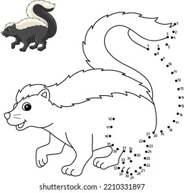 Dot to Dot Skunk Animal Isolated Coloring Page 