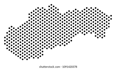 Dot Slovakia map. Vector geographic scheme. Cartographic concept of Slovakia map created from sphere elements.