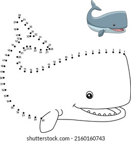 Dot to Dot Sperm Whale Coloring Page for Kids