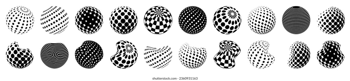 Dot spheres. Geometric round ball, round geometric illustration