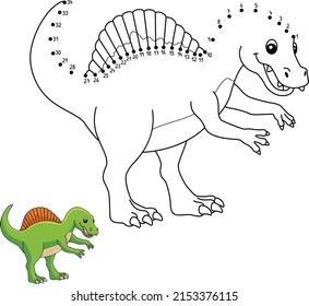 Dot to Dot Spinosaurus Dinosaur Coloring Isolated 