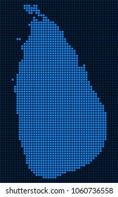 Dot Sri Lanka Island Map. Vector collage of Sri Lanka Island Map organized of square pixels. Vector geographic dotted pixelated map in blue colors.
