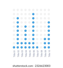 Dot stapelt Infografik-Design-Vorlage. Zehn Kategorien. Vergleichen Sie Errungenschaften. Bearbeitbare Infografik mit vertikalen Zeilen. Visuelle Datendarstellung. Myriad Pro-kühne, Standardschriftarten verwendet
