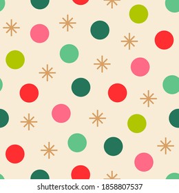 Dot and star seamless pattern for christmas holidays.