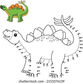 Dot to Dot Stegosaurus Dinosaurio colorante aislado