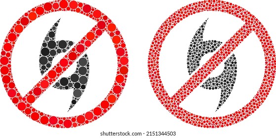 Dot stop cyclone icon. Mosaic stop cyclone icon united from circle parts in variable sizes and color tints. Vector circle parts are united into mosaic stop cyclone icon.