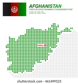 Dot style of Afghanistani map and flag on white background.(EPS10 art vector)