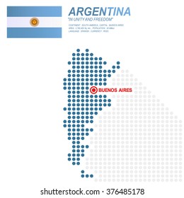 Dot style of Argentina map and flag on white background.(EPS10 art vector)